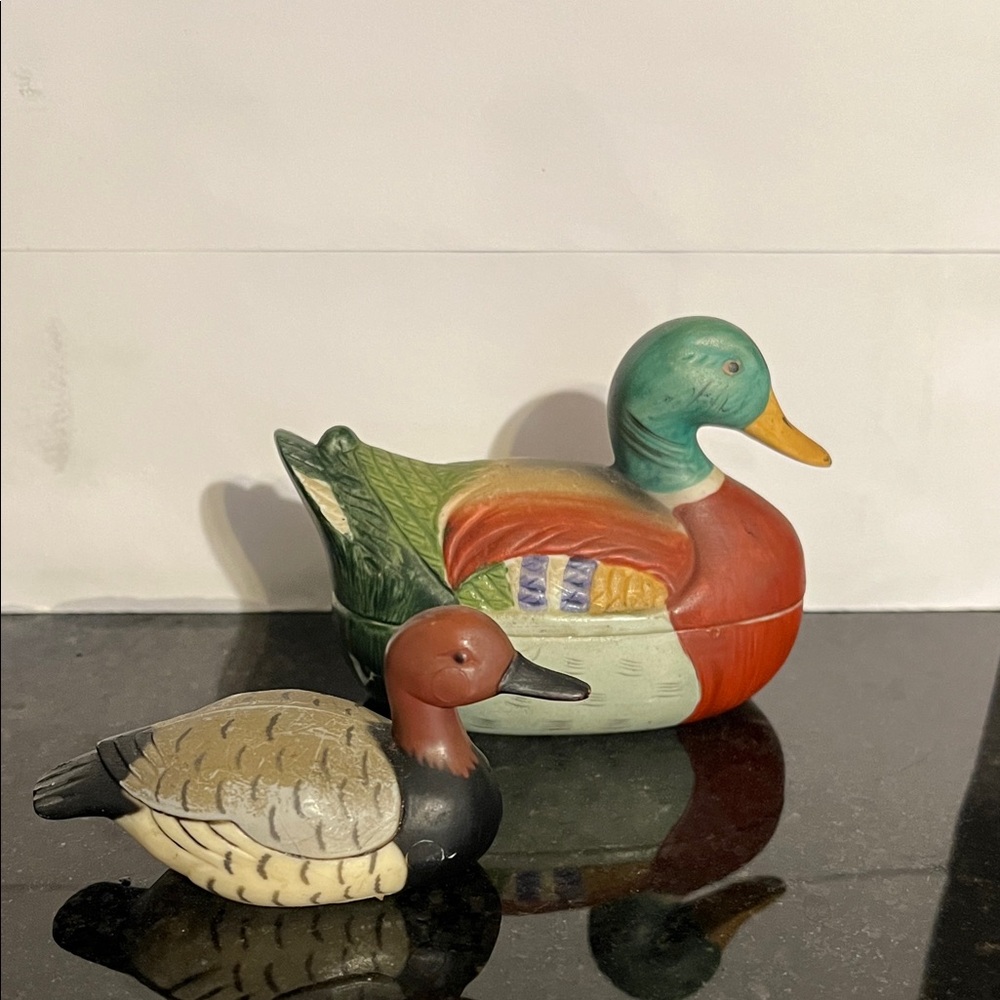 Hand-Painted Ceramic Duck Decorative Figurine - Multi-Color